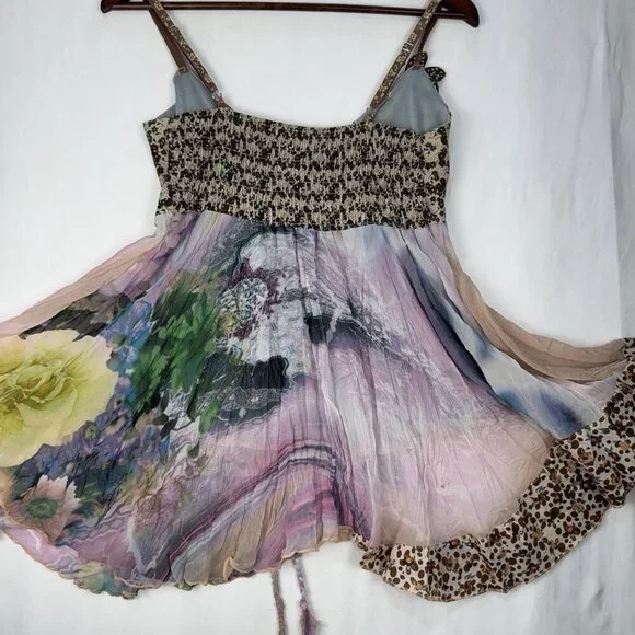 Vintage Y2K Festival Boho Fairy Babydoll Mixed Media Top Adjustable Straps Large - Picture 6 of 11
